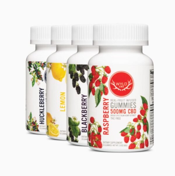 wyld cbd, raspberry gummies, broad spectrum thc free, 40ct, 1000mg cbd