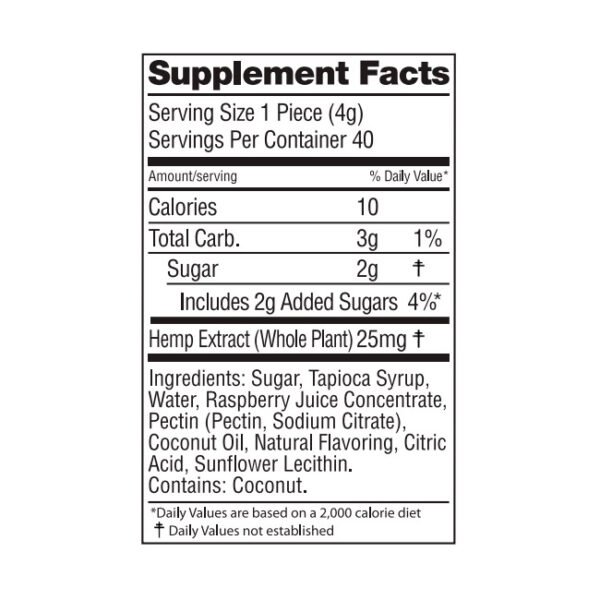 wyld cbd, raspberry gummies, broad spectrum thc free, 40ct, 1000mg cbd